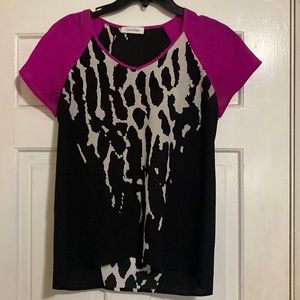 Black pink and white blouse